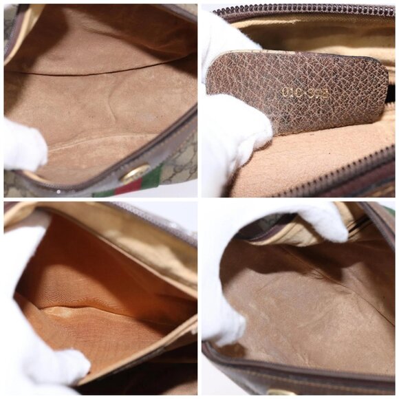 GUCCI GG Supreme Web Sherry Line Shoulder Bag PVC Beige Gold Auth BA5968 - Picture 16 of 16